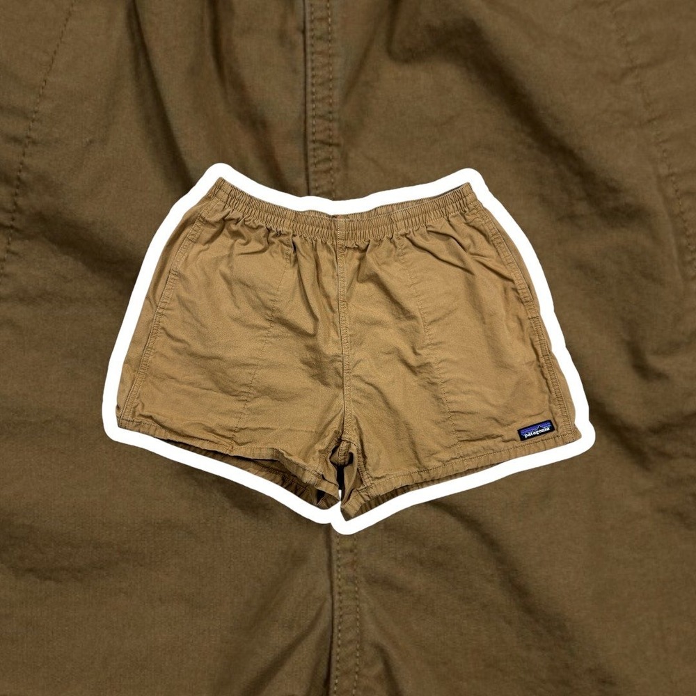 Patagonia Funhoggers Shorts Womens L Brown Cotton Drawstring 4 Inseam 57160